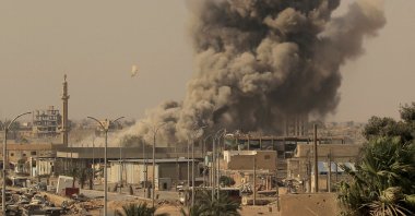 Smoke rises after an airstrike during fighting against the Daesh militants in Raqqa, Syria, Aug.15, 2017. (REUTERS Photo)
