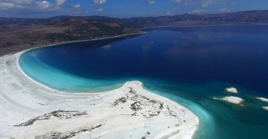 An aerial view of Lake Salda, in Burdur, western Turkey, Mar. 23, 2021. (DHA Photo)