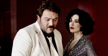 Denis Menochet (L) and Isabelle Adjani in a scene from &quot;Peter von Kant.&quot; (Courtesy of Berlinale)