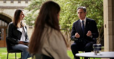 U.S. Secretary of State Antony Blinken visiting for Friday&#039;s meeting of the Quadrilateral Security Dialogue (Quad) foreign ministers, holds a student town hall at the University of Melbourne in Melbourne, Australia, Feb. 10, 2022. (Reuters Photo)