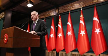 President Recep Tayyip Erdoğan gives a speech at the Presidential Complex in Ankara, Turkey, Feb. 1, 2021. (AA File Photo)