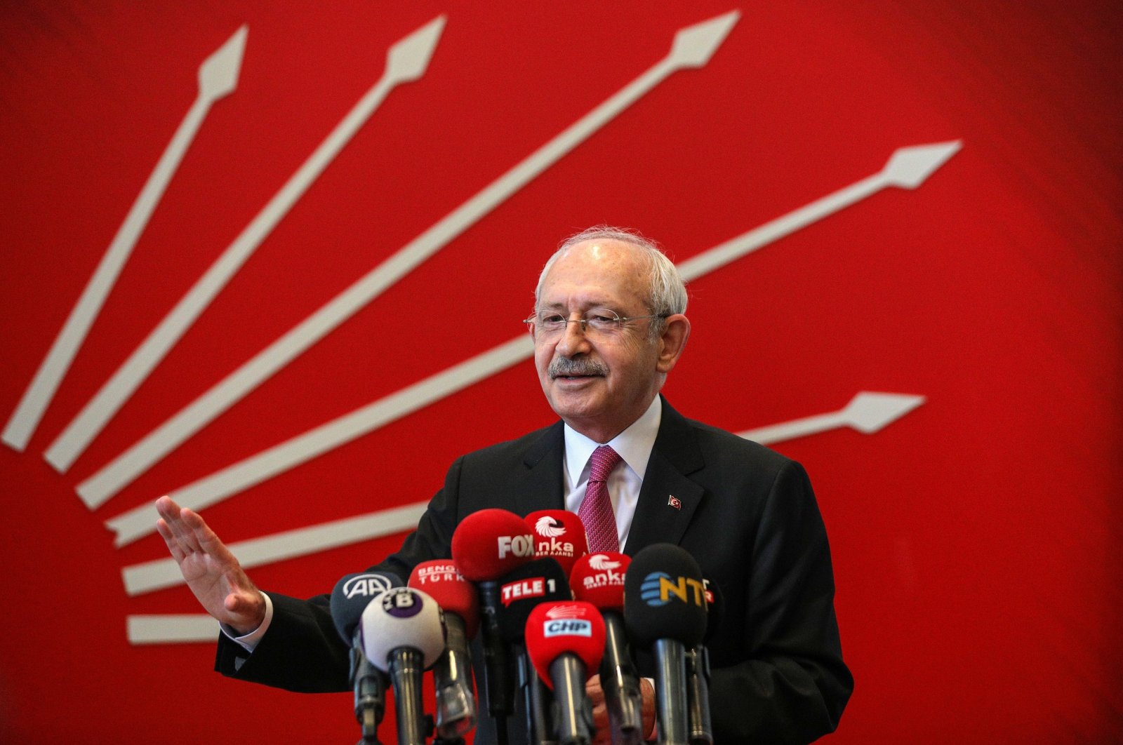 Republican People’s Party (CHP) leader Kemal Kılıdaroğlu speaks to reporters in the capital Ankara, Turkey, Feb. 3, 2022. (DHA Photo)