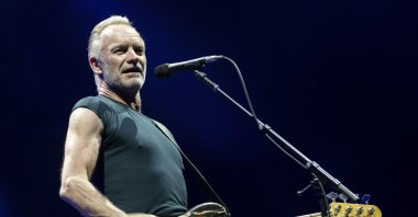 British musician Sting performs during his concert in Papp Laszlo Budapest Sports Arena in Budapest, Hungary, on July 2, 2019. (AP)