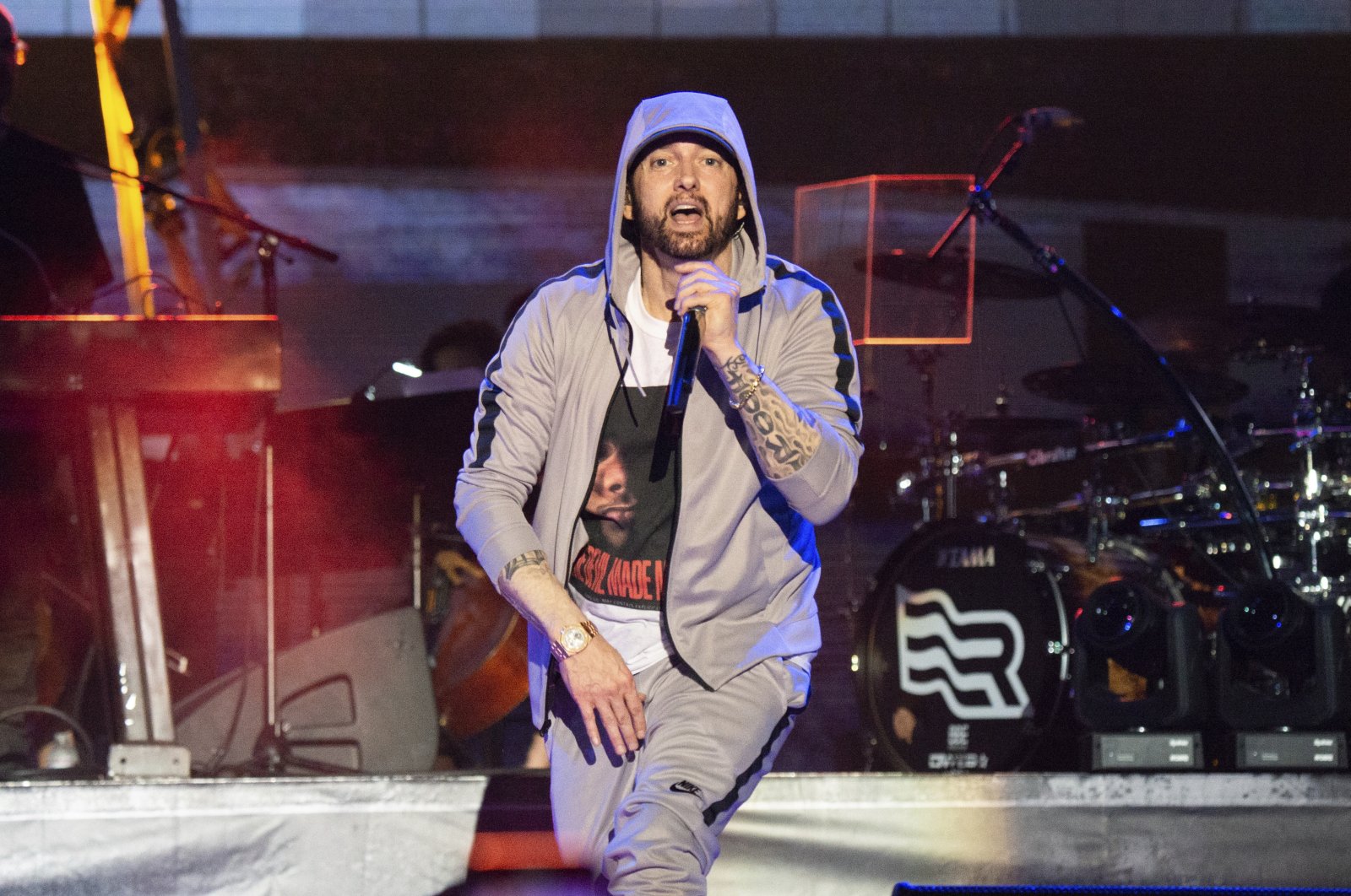 Eminem performs at the Bonnaroo Music and Arts Festival on June 9, 2018. (AP Photo)