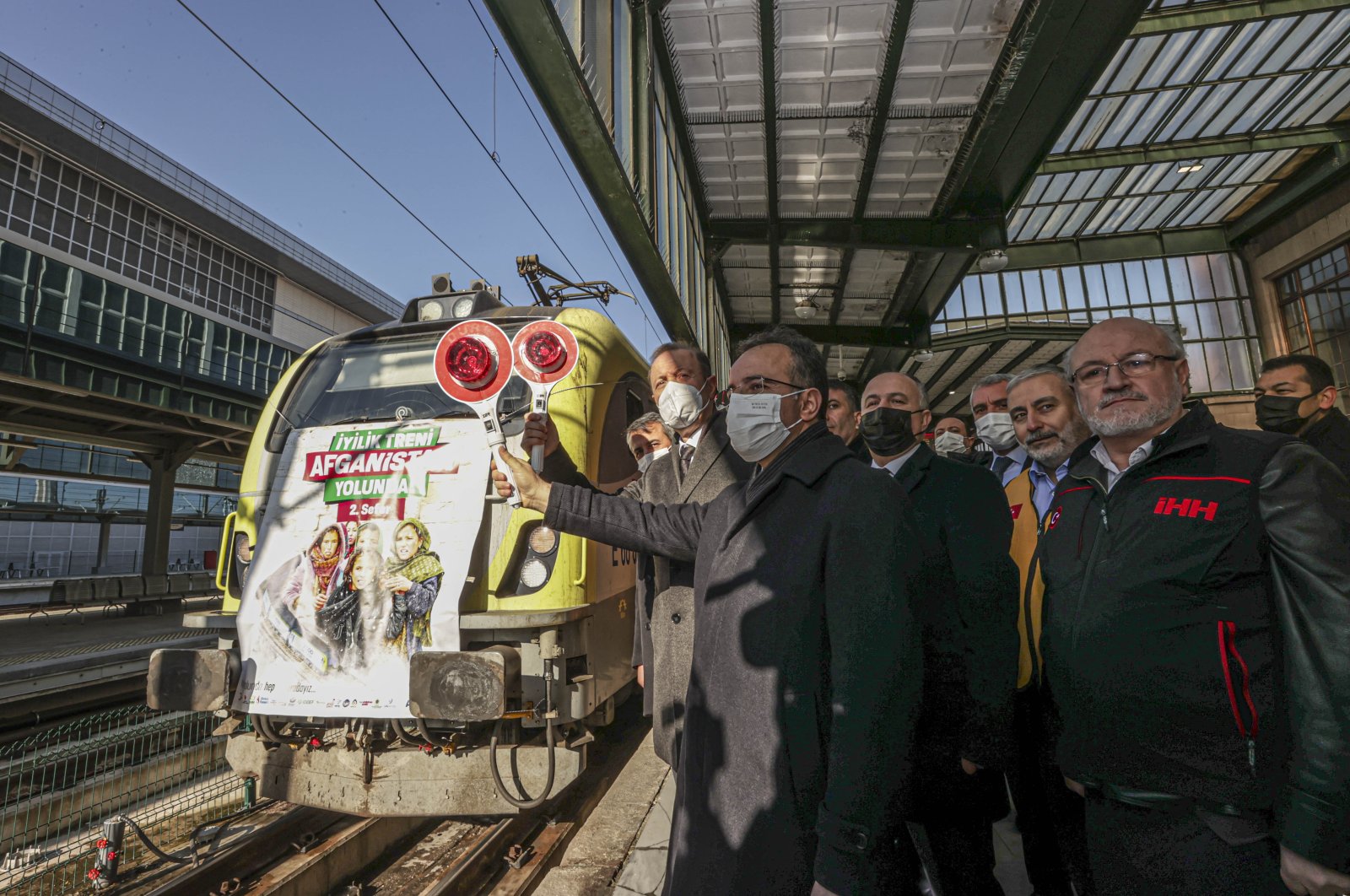 The second &quot;Kindness Train&quot; carrying 920.8 tons of basic needs and humanitarian aid departed from Turkey for Afghanistan with a farewell ceremony held at the Ankara Train Station, Turkey, Feb. 11, 2022. (AA Photo)
