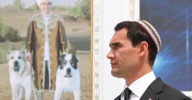 Turkmenistan's Deputy Prime Minister Serdar Berdymukhamedov, son of President Kurbanguly Berdymukhamedov, takes part in celebrations for the national Turkmen Horse Day and the Turkmen Shepherd Dog Day, near Ashgabat, Turkmenistan April 25, 2021. (REUTERS File Photo)