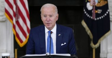 President Joe Biden speaks in the State Dining Room of the White House, Washington, U.S., Feb. 9, 2022. (AP Photo)