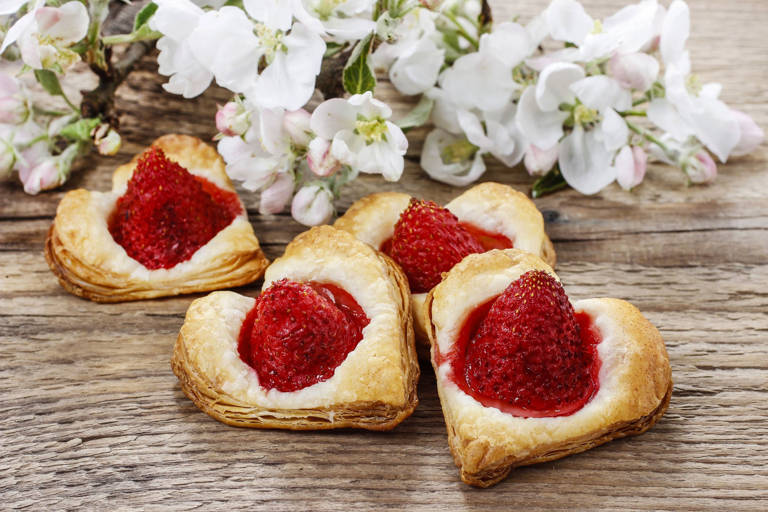Puff pastry cookies in the shape of hearts. (Shutterstock Photo)