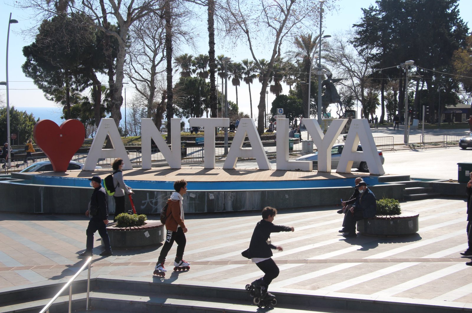 A sign of Antalya in a park, in Antalya, southern Turkey, Feb. 12, 2022. (AA PHOTO)