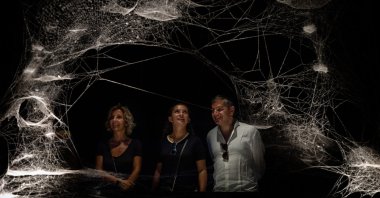 Spider webs as artistic objects in an exhibition by Tomas Saraceno from 2019 at the Venice Biennale, Italy. (dpa Photo)