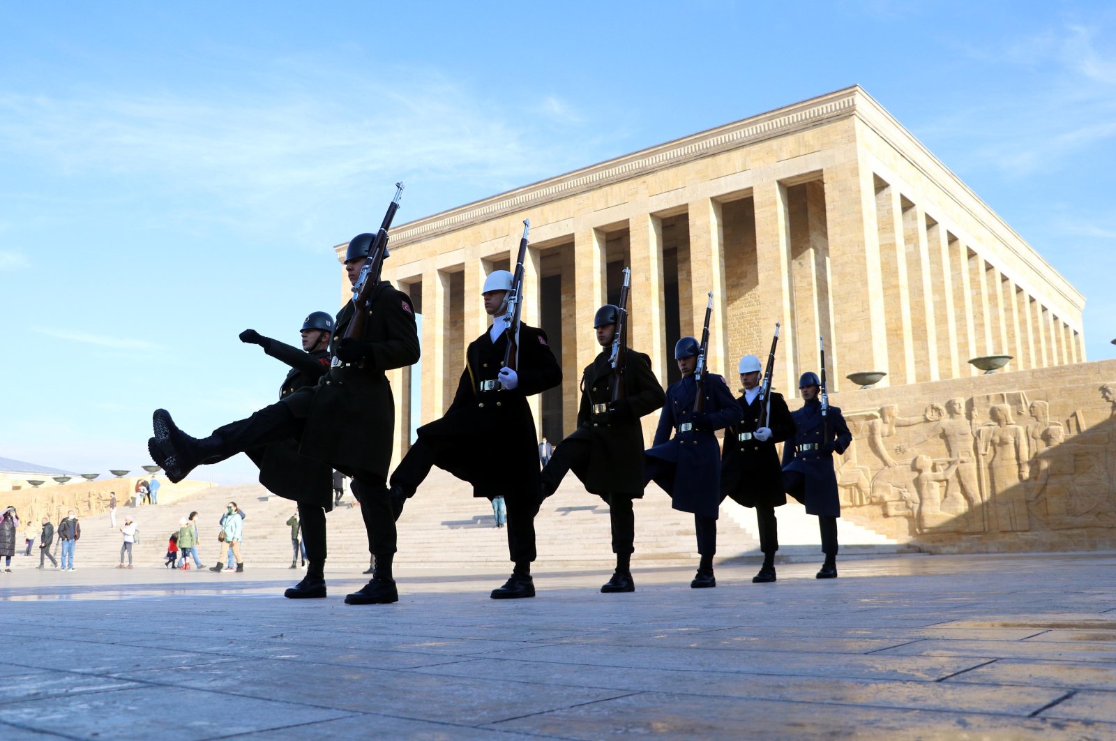 Guards at Anıtkabir are seen during their training, in the capital Ankara, Turkey, Feb. 7, 2022. (DHA Photo)
