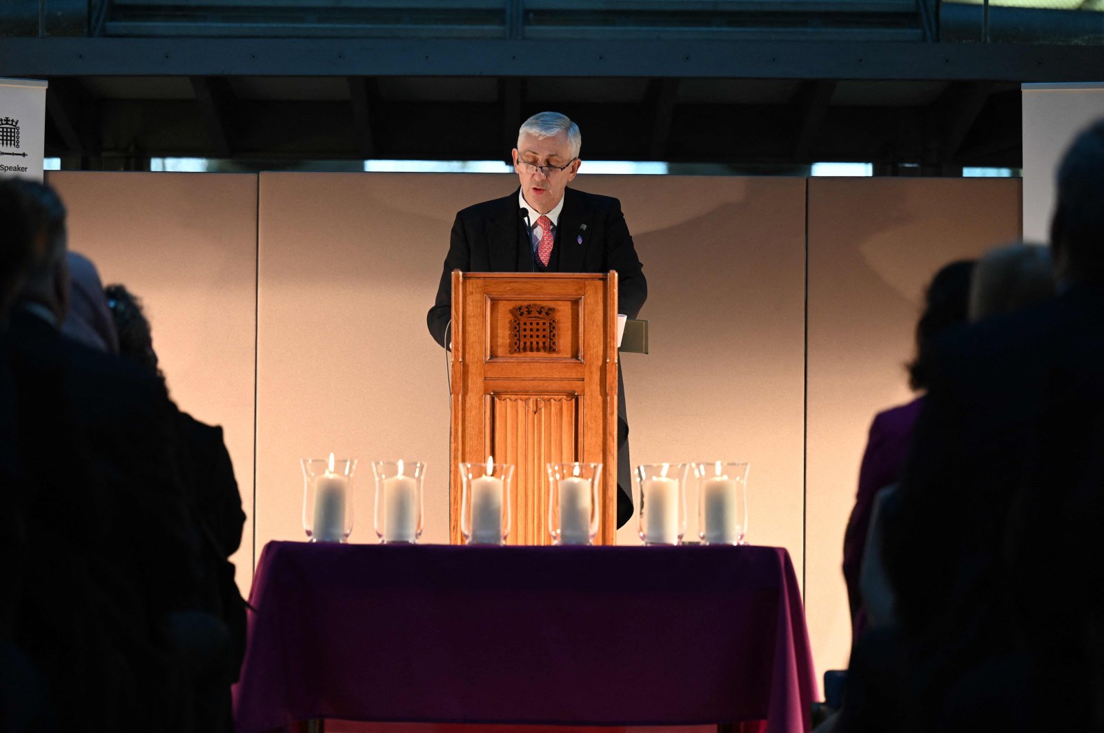 A handout photograph released by the U.K. Parliament shows Speaker of the House of Commons Lindsay Hoyle speaking at a commemoration for Holocaust Memorial Day in the House of Commons in London on Jan. 27, 2022. (AFP File Photo)