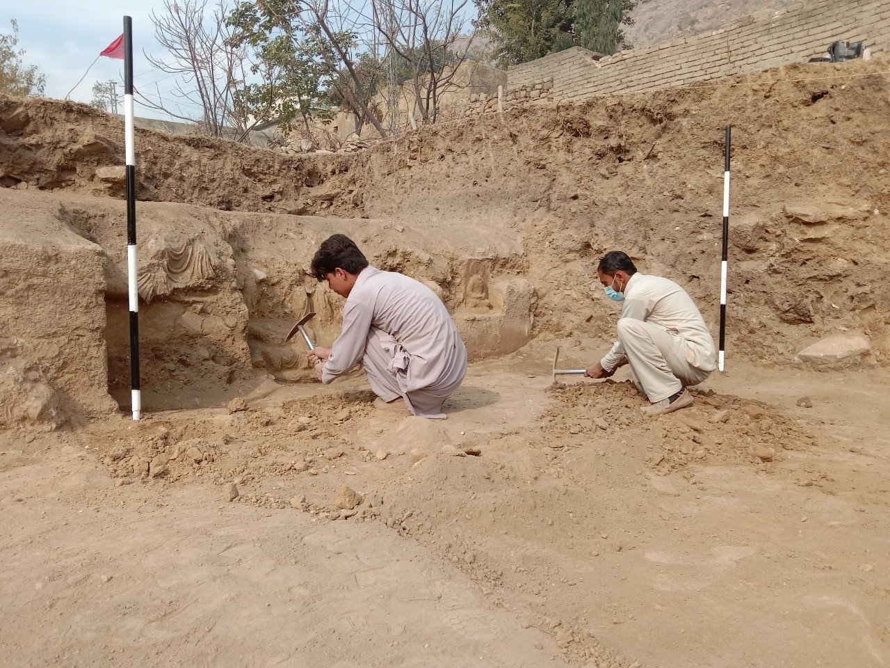 Archaeologists excavate the Baho Dheri village in Swabi, northwestern Pakistan, Feb. 15, 2022. (AA)