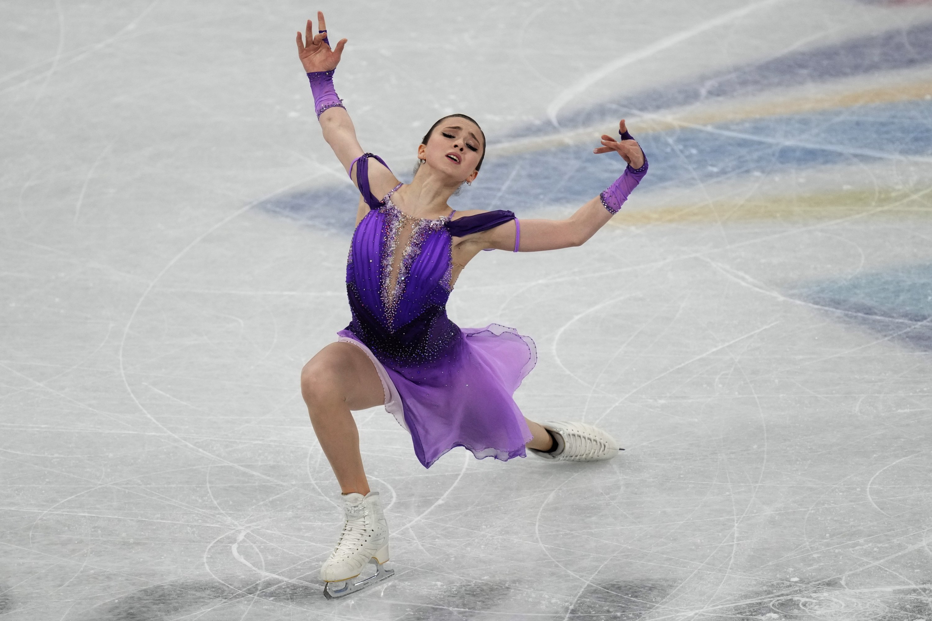 Russia's Kamila Valieva competes in the 2022 Winter Olympics women's short program figure skating event, Feb. 15, 2022, Beijing, China. (AP Photo)