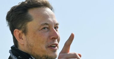 Elon Musk's visit to the Tesla's factory in Gruenheide near Berlin, Germany, Aug. 13, 2021. (Reuters Photo)