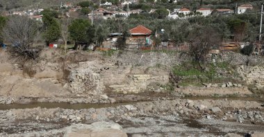 The newly discovered 2,500-year-old fortifications found in the ancient city of Pergamon, which was included in the World Heritage List by UNESCO in 2014, are seen in Bergama, western Turkey, Feb. 11, 2022. (AA Photo)