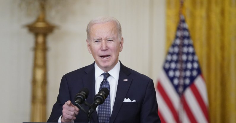 U.S. President Joe Biden speaks about Ukraine in the East Room of the White House, Washington D.C., U.S., Feb. 15, 2022. (AP Photo)