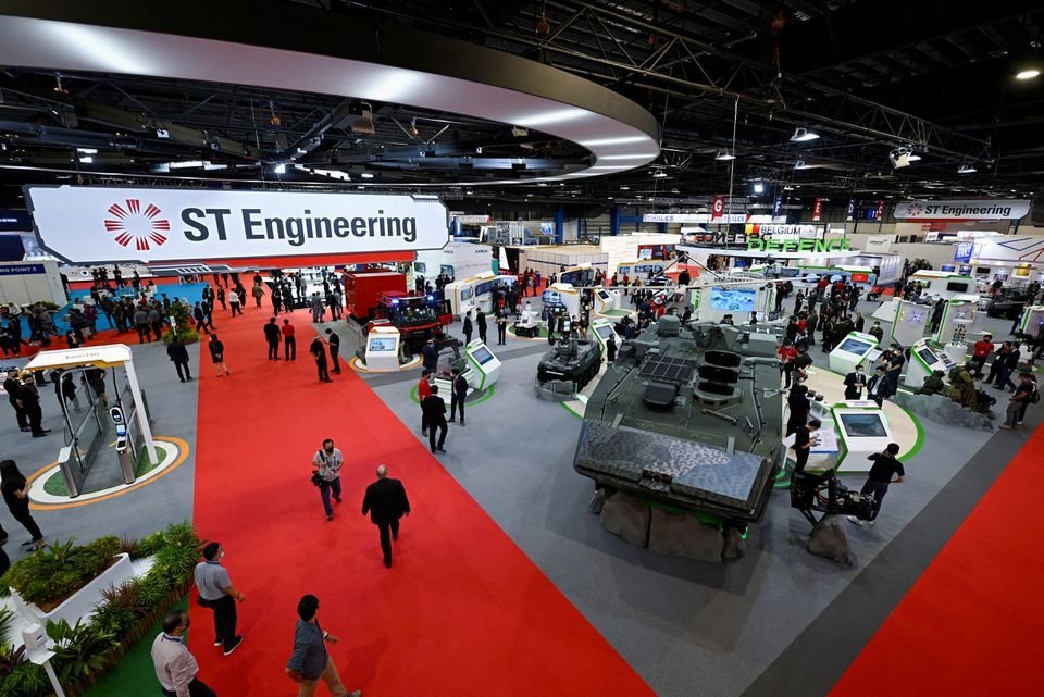 A view of the ST Engineering pavilion at the Singapore Airshow being held at the Changi Exhibition Centre in Singapore, Feb. 15, 2022. (Reuters Photo)