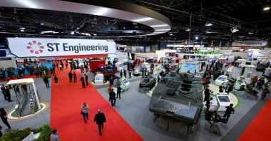 A view of the ST Engineering pavilion at the Singapore Airshow being held at the Changi Exhibition Centre in Singapore, Feb. 15, 2022. (Reuters Photo)