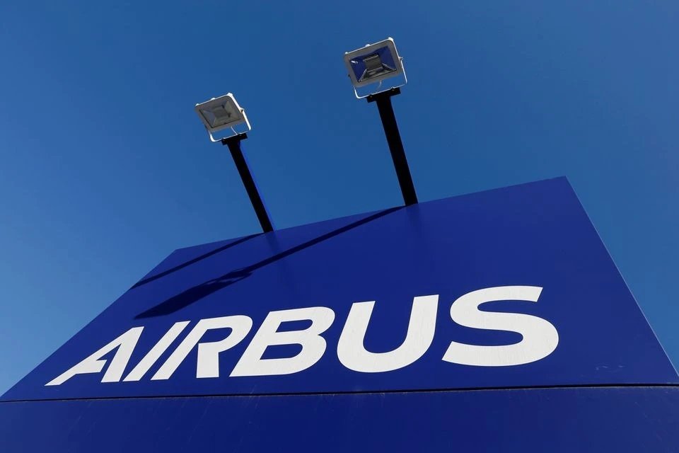 The Airbus logo at the company&#039;s headquarters in Blagnac near Toulouse, France, March 20, 2019. (Reuters Photo)