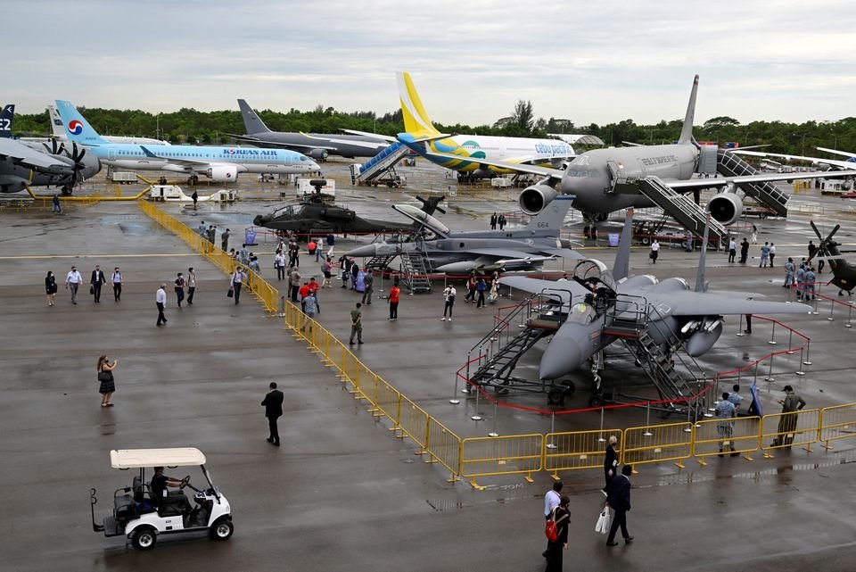 A view of the static display of aircrafts at the Singapore Airshow in Singapore, Feb. 16, 2022. (Reuters Photo)