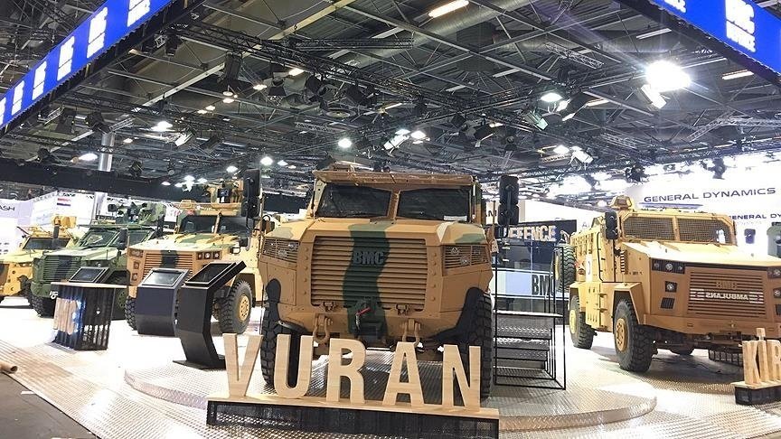The Vuran tactical wheeled armored vehicles of Turkish defense giant BMC showcased at Eurosatory international defense and security fair, Paris, France, June 2018. (AA Photo)