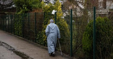 A Muslim faithful leaves the Yahya Mosque in Saint-Etienne-du-Rouvray, northern France, Feb.10, 2022. (AFP Photo)