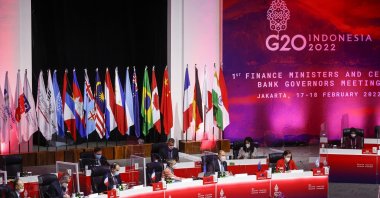 Delegates convene during the opening ceremony of the G-20 Finance Ministers and Central Bank Governors Meeting in Jakarta, Indonesia, Feb. 17, 2022. (AP Photo)