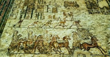 Mural depicting the daily activities performed by the Egyptians, Tell el-Amarna, Egypt, Feb. 17, 2022. (AA Photo)