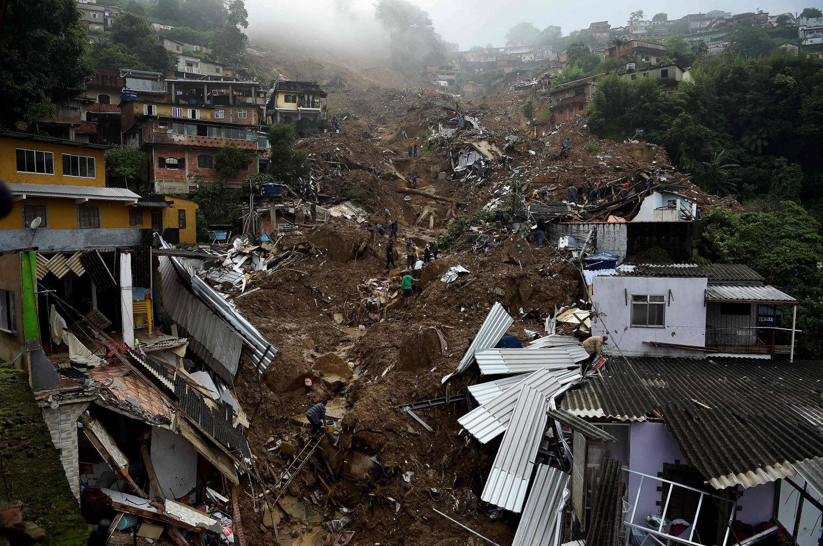 A view of Petropolis city after a mudslide, Brazil, Feb. 16, 2022. (AFP Photo)