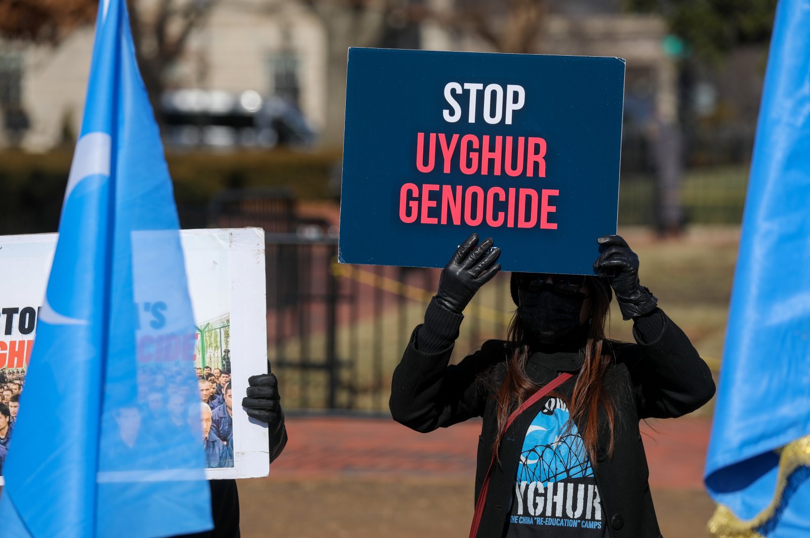 Uyghur Turks stage a protest in front of the White House against China and the 2022 Beijing Winter Olympics, Washington, D.C., Feb. 5, 2022 (AA Photo)
