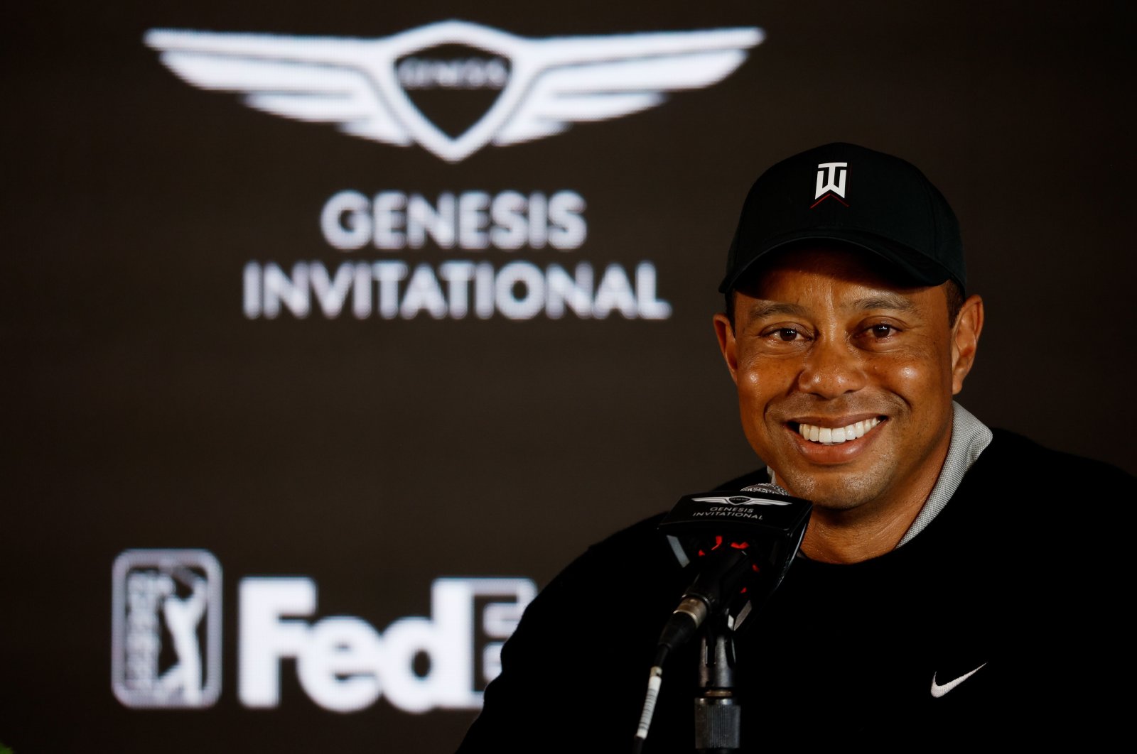Tiger Woods speaks during a press conference prior to The Genesis Invitational, Pacific Palisades, California, U.S., Feb. 16, 2022. (AFP Photo)