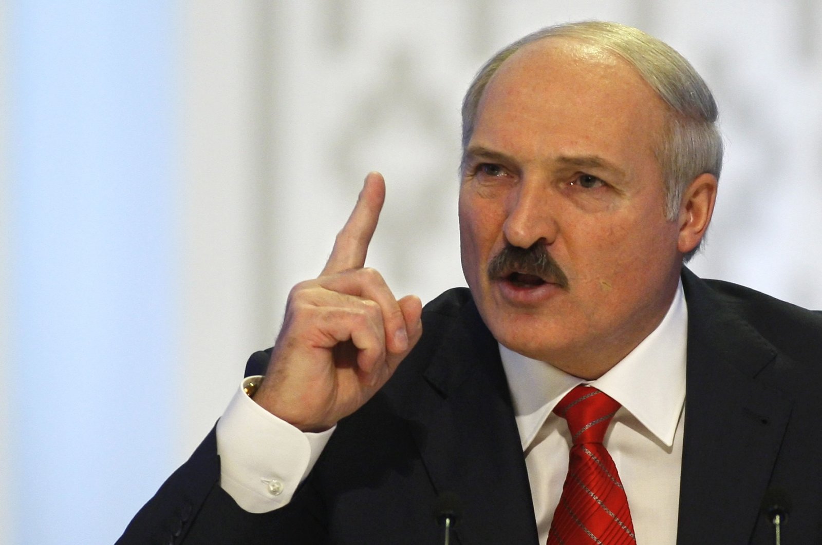 Belarusian President Alexander Lukashenko gestures prior to a news conference in the capital, Minsk, Belarus, Dec. 20, 2010. (AP Photo)