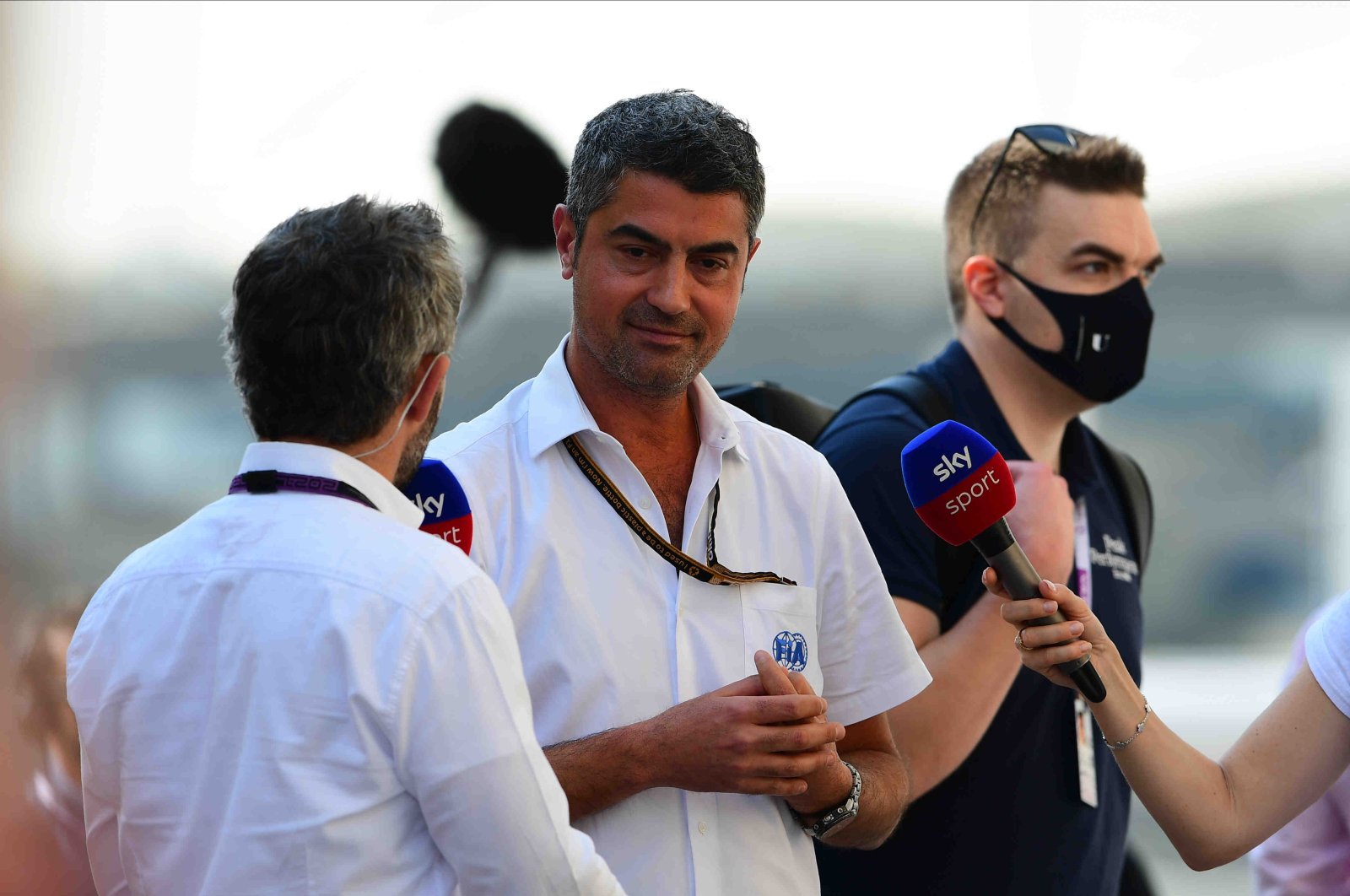 Michael Masi (C) speaks to media before Abu Dhabi GP qualifying session, Abu Dhabi, UAE, Dec. 11, 2021 (Reuters Photo)