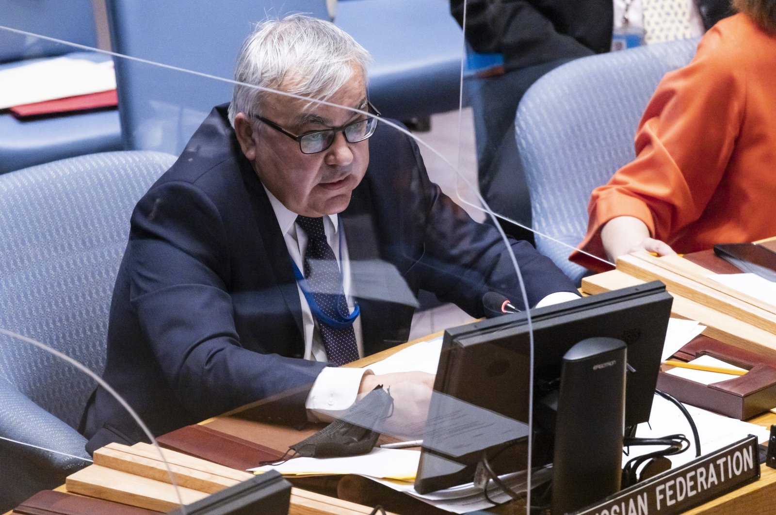 Russia&#039;s Deputy Foreign Minister Sergey Vershinin addresses a United Nations Security Council meeting on the tensions between Ukraine and Russia at United Nations headquarters in New York, New York, USA, 17 February 2022. (EPA Photo)