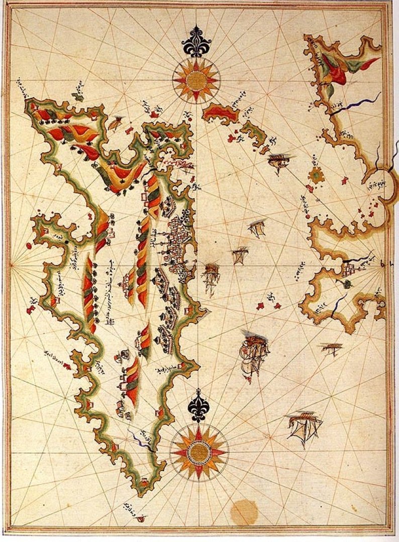 Chios in a map by Piri Reis. (Wikimedia) 
