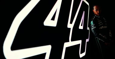 This undated photo shows Mercedes' Britsh Formula One driver Lewis Hamilton prior to the launch of the team's new car for the 2022 season. (Mercedes F1 on Twitter)