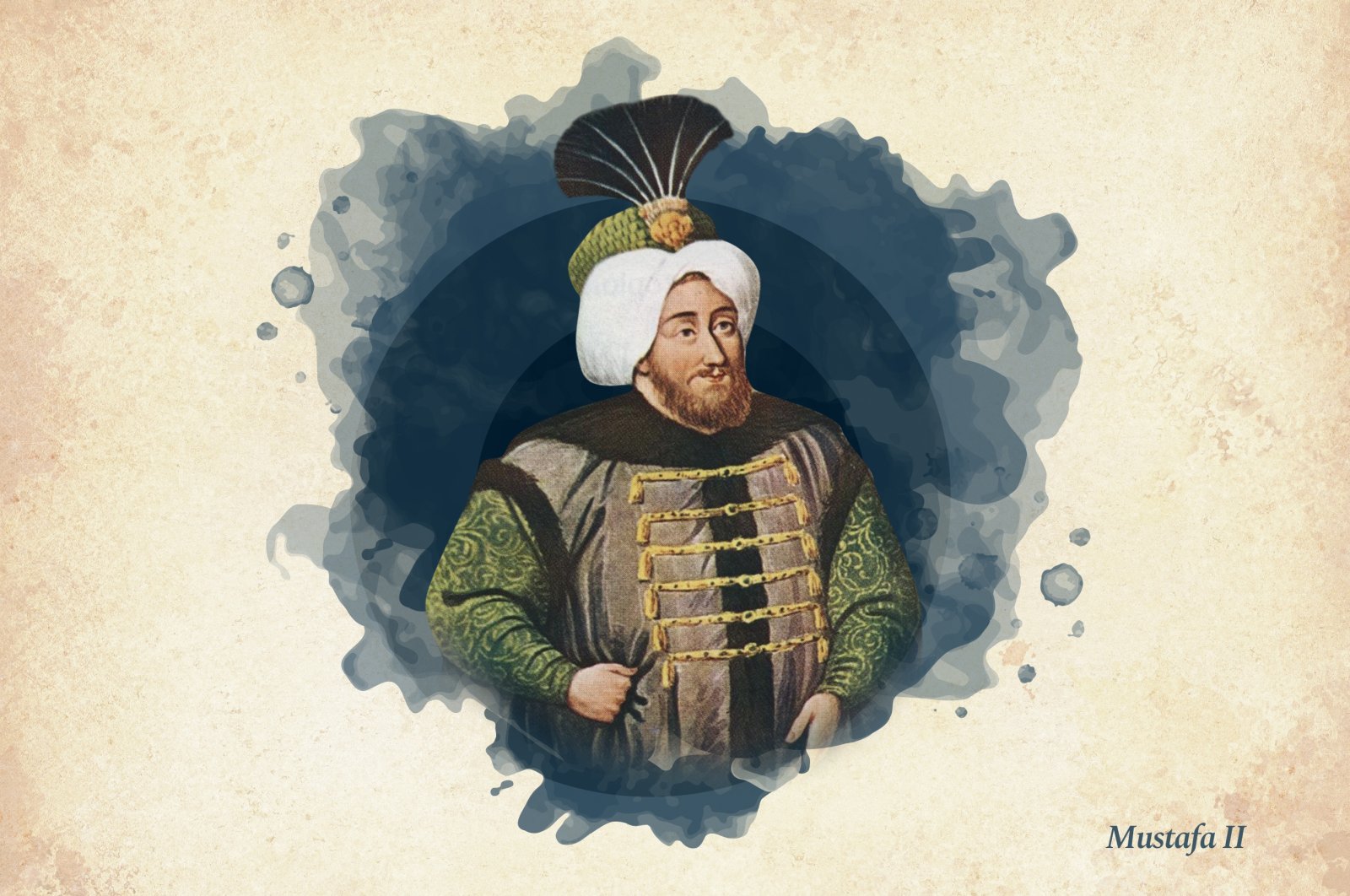 This widely used illustration shows Sultan Mustafa II, the 22nd ruler of the Ottoman Empire. (Wikimedia/ Edited by Büşra Öztürk)