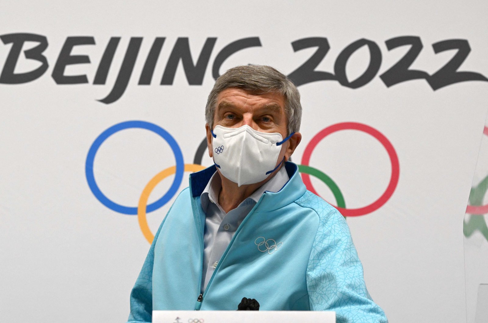 International Olympic Committee (IOC) President Thomas Bach addresses journalists during a press conference at the Main Media Center, Beijing, China, Feb. 18, 2022. (AFP Photo)