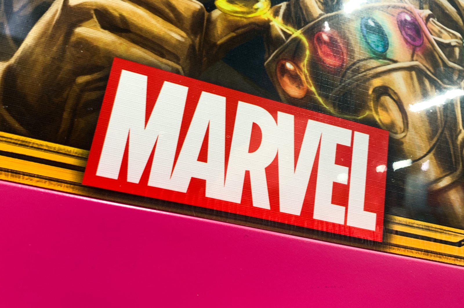 The Marvel logo is seen on a product at the store in Krakow, Poland, Dec. 30, 2021. (Reuters Photo)