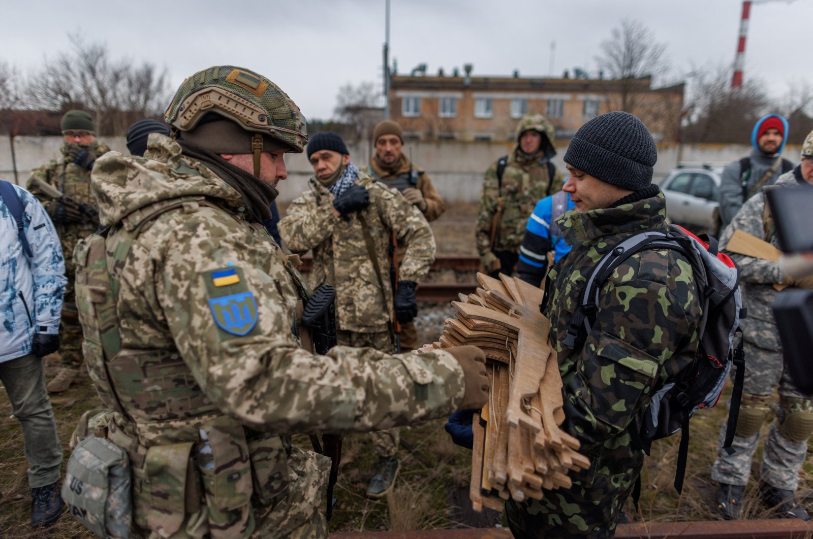 Reservists take part in tactical training and individual combat skills conducted by the Territorial Defense of the Capital in Kyiv, Ukraine, Feb. 19, 2022. (Reuters Photo)