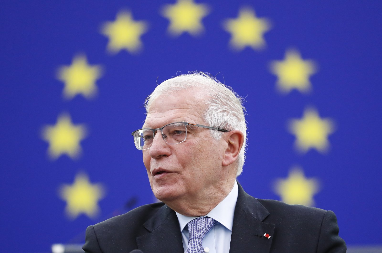 The High representative for the Foreign Affairs of the European Union Josep Borrell delivers a speech on the EU-Russia relations, European security and Russia&#039;s military threat against Ukraine, during a plenary session of the European Parliament in Strasbourg, France, Feb. 16, 2022. (EPA Photo)
