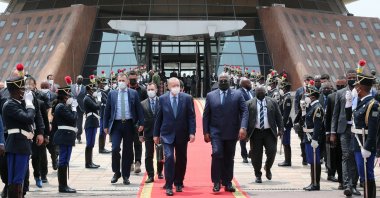 President Recep Tayyip Erdoğan departs from the Democratic Republic of Congo heading to Senegal, Feb. 21, 2022. (AA Photo)