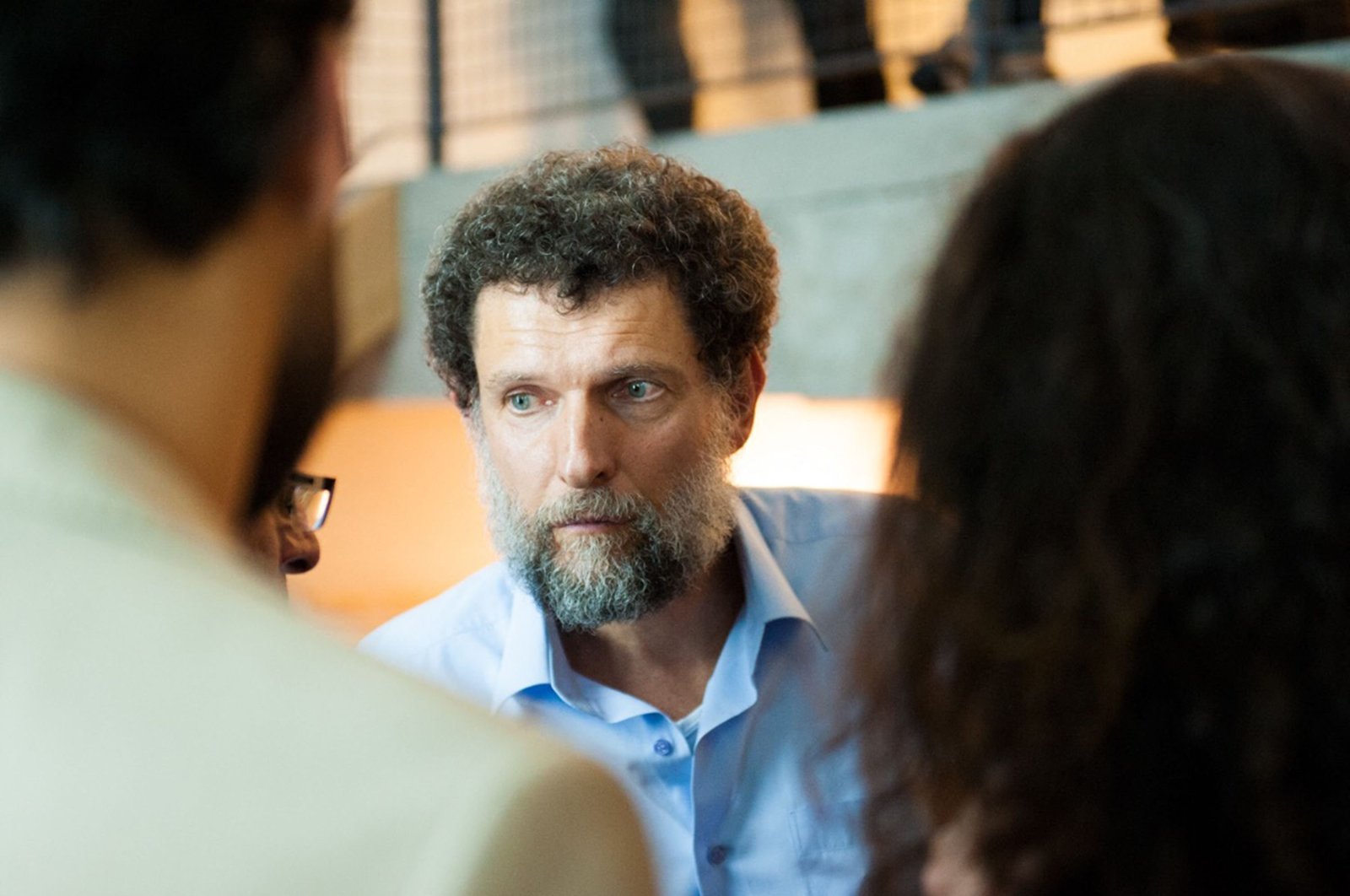 This undated handout photograph released on Oct. 15, 2021, by the Anadolu Culture Center shows Osman Kavala speaking during an event in Istanbul, Turkey. (AFP Photo)