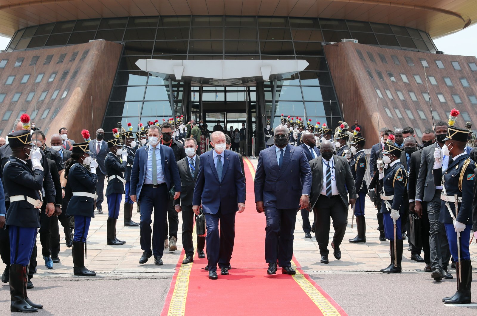 President Recep Tayyip Erdoğan departs from the Democratic Republic of Congo heading to Senegal, Feb. 21, 2022. (AA Photo)