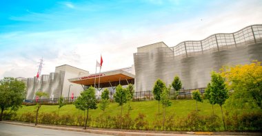 The entrance of Doğuş University, Ataşehir, Istanbul, Turkey, Feb. 22, 2022. (IHA Photo)