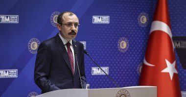 Trade Minister Mehmet Muş speaks during a meeting to announce trade figures in the capital Ankara, Turkey, Feb. 2, 2022. (AA Photo)