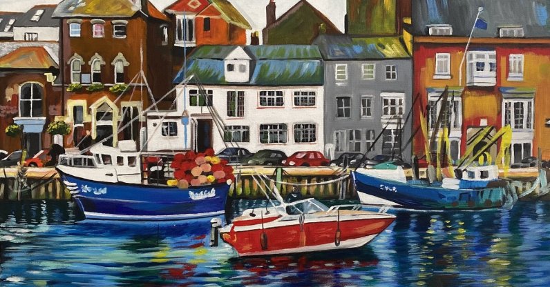 Alev Alkan Tüfek, 'Weymouth', acrylic on canvas, 70 by 70 centimeters. (Courtesy of YEE London) 