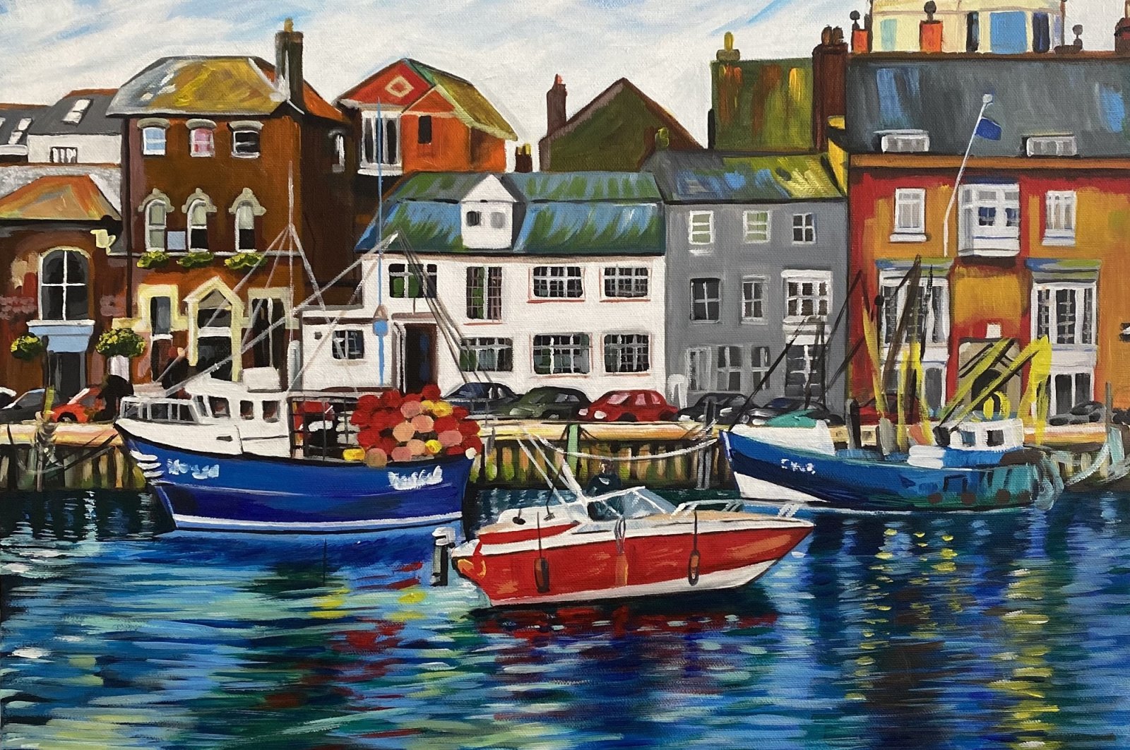 Alev Alkan Tüfek, &#039;Weymouth&#039;, acrylic on canvas, 70 by 70 centimeters. (Courtesy of YEE London) 