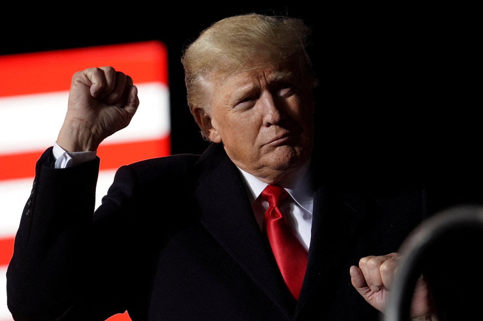 Former U.S. President Donald Trump gestures as he speaks during a rally in Conroe, Texas, U.S., Jan. 29, 2022. (Reuters Photo)